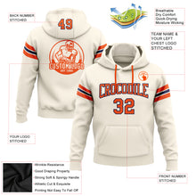 Load image into Gallery viewer, Custom Stitched Cream Orange-Navy Football Pullover Sweatshirt Hoodie