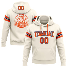 Load image into Gallery viewer, Custom Stitched Cream Orange-Navy Football Pullover Sweatshirt Hoodie