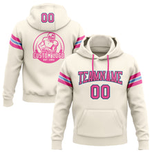 Load image into Gallery viewer, Custom Stitched Cream Pink Black-Light Blue Football Pullover Sweatshirt Hoodie