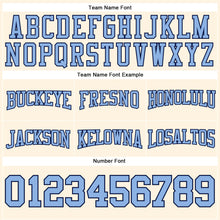 Load image into Gallery viewer, Custom Stitched Cream Light Blue-Navy Football Pullover Sweatshirt Hoodie