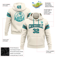 Load image into Gallery viewer, Custom Stitched Cream Teal-Black Football Pullover Sweatshirt Hoodie