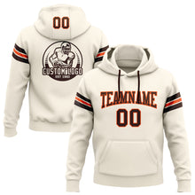 Load image into Gallery viewer, Custom Stitched Cream Brown-Orange Football Pullover Sweatshirt Hoodie