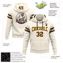 Load image into Gallery viewer, Custom Stitched Cream Brown-Gold Football Pullover Sweatshirt Hoodie