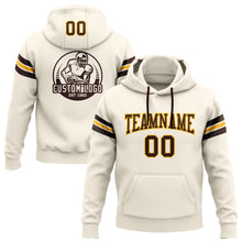 Load image into Gallery viewer, Custom Stitched Cream Brown-Gold Football Pullover Sweatshirt Hoodie