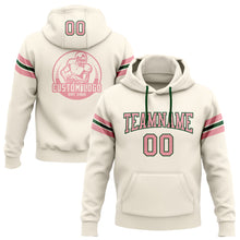Load image into Gallery viewer, Custom Stitched Cream Medium Pink-Green Football Pullover Sweatshirt Hoodie