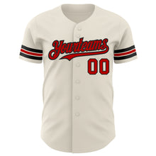 Load image into Gallery viewer, Custom Cream Red-Black Authentic Baseball Jersey