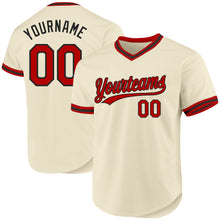 Load image into Gallery viewer, Custom Cream Red-Black Authentic Throwback Baseball Jersey