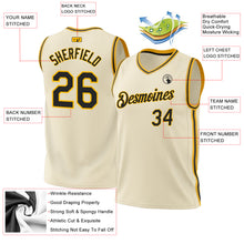 Load image into Gallery viewer, Custom Cream Black-Gold Authentic Throwback Basketball Jersey