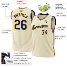 Load image into Gallery viewer, Custom Cream Navy-Gold Authentic Throwback Basketball Jersey