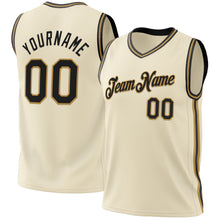 Load image into Gallery viewer, Custom Cream Black-Old Gold Authentic Throwback Basketball Jersey