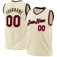 Load image into Gallery viewer, Custom Cream Maroon-Black Authentic Throwback Basketball Jersey