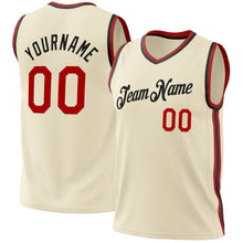 Load image into Gallery viewer, Custom Cream Red-Black Authentic Throwback Basketball Jersey