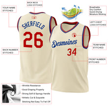 Load image into Gallery viewer, Custom Cream Red-Royal Authentic Throwback Basketball Jersey