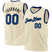 Load image into Gallery viewer, Custom Cream Blue-Black Authentic Throwback Basketball Jersey