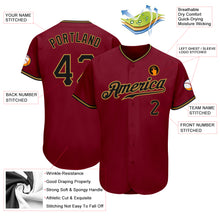 Load image into Gallery viewer, Custom Crimson Black-Old Gold Authentic Baseball Jersey
