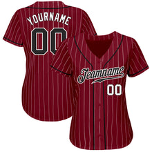 Load image into Gallery viewer, Custom Crimson White Pinstripe Black-White Authentic Baseball Jersey