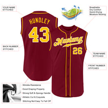 Load image into Gallery viewer, Custom Crimson Gold-White Authentic Sleeveless Baseball Jersey
