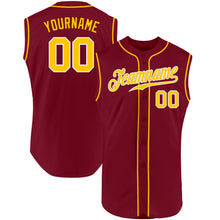 Load image into Gallery viewer, Custom Crimson Gold-White Authentic Sleeveless Baseball Jersey