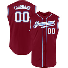 Load image into Gallery viewer, Custom Crimson White-Light Blue Authentic Sleeveless Baseball Jersey