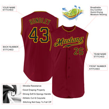 Load image into Gallery viewer, Custom Crimson Black-Gold Authentic Sleeveless Baseball Jersey