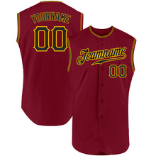 Load image into Gallery viewer, Custom Crimson Black-Gold Authentic Sleeveless Baseball Jersey