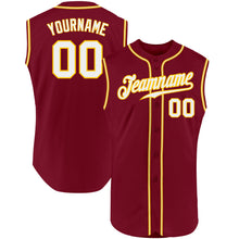 Load image into Gallery viewer, Custom Crimson White-Gold Authentic Sleeveless Baseball Jersey