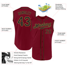 Load image into Gallery viewer, Custom Crimson Black-Old Gold Authentic Sleeveless Baseball Jersey