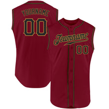 Load image into Gallery viewer, Custom Crimson Black-Old Gold Authentic Sleeveless Baseball Jersey