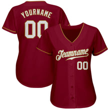 Load image into Gallery viewer, Custom Crimson White-Old Gold Authentic Baseball Jersey