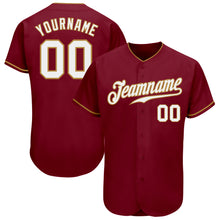 Load image into Gallery viewer, Custom Crimson White-Old Gold Authentic Baseball Jersey