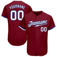 Load image into Gallery viewer, Custom Crimson White-Royal Authentic Baseball Jersey