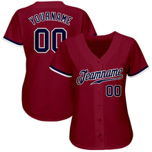 Load image into Gallery viewer, Custom Crimson Navy-White Authentic Baseball Jersey