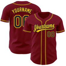 Load image into Gallery viewer, Custom Crimson Black-Gold Authentic Baseball Jersey