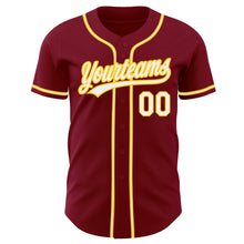 Load image into Gallery viewer, Custom Crimson White-Gold Authentic Baseball Jersey