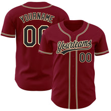 Load image into Gallery viewer, Custom Crimson Black-City Cream Authentic Baseball Jersey