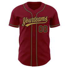 Load image into Gallery viewer, Custom Crimson Black-Old Gold Authentic Baseball Jersey