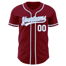 Load image into Gallery viewer, Custom Crimson White-Light Blue Authentic Baseball Jersey