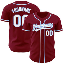 Load image into Gallery viewer, Custom Crimson White-Light Blue Authentic Baseball Jersey