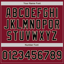 Load image into Gallery viewer, Custom Crimson Cream Pinstripe Black Authentic Baseball Jersey