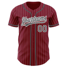 Load image into Gallery viewer, Custom Crimson White Pinstripe Steel Gray Authentic Baseball Jersey