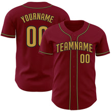 Load image into Gallery viewer, Custom Crimson Old Gold-Black Authentic Baseball Jersey