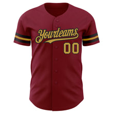 Load image into Gallery viewer, Custom Crimson Old Gold-Black Authentic Baseball Jersey