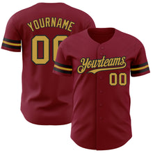 Load image into Gallery viewer, Custom Crimson Old Gold-Black Authentic Baseball Jersey