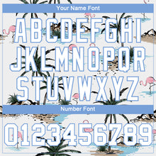 Load image into Gallery viewer, Custom Women's White White-Light Blue Hawaii Palm Trees 3D V-Neck Cropped Baseball Jersey