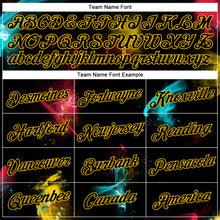 Load image into Gallery viewer, Custom Women's Graffiti Pattern Black-Gold 3D V-Neck Cropped Baseball Jersey