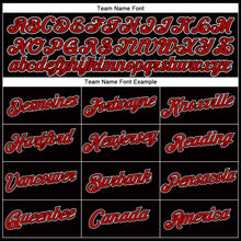 Load image into Gallery viewer, Custom Women's Black Red-White V-Neck Cropped Baseball Jersey