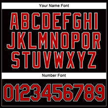 Load image into Gallery viewer, Custom Women's Black Red-White V-Neck Cropped Baseball Jersey