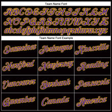 Load image into Gallery viewer, Custom Women's Black Purple-Gold V-Neck Cropped Baseball Jersey