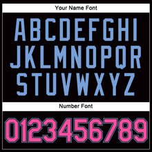 Load image into Gallery viewer, Custom Women's Black Pink-Light Blue V-Neck Cropped Baseball Jersey