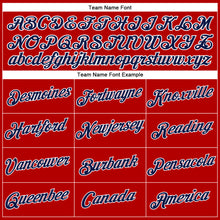 Load image into Gallery viewer, Custom Women's Red Navy-White V-Neck Cropped Baseball Jersey